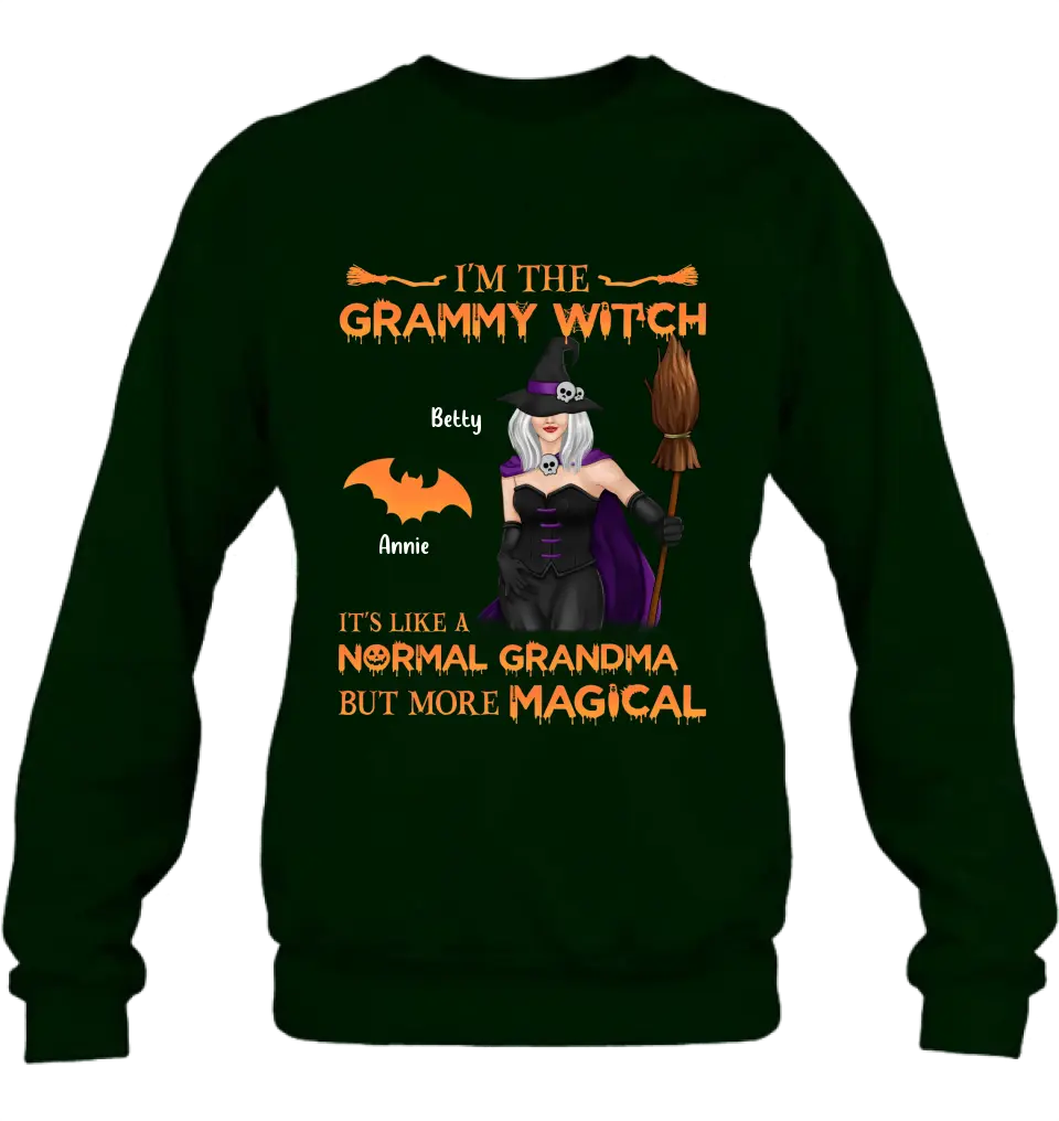 I'm The Grammy Witch It's Like A Normal Grandma But More Magical - Personalized Witch Unisex T-shirt/ Long Sleeve/ Sweatshirt/ Hoodie - Gift Idea For Halloween/ Witch/ Grandma with up to 5 Kids