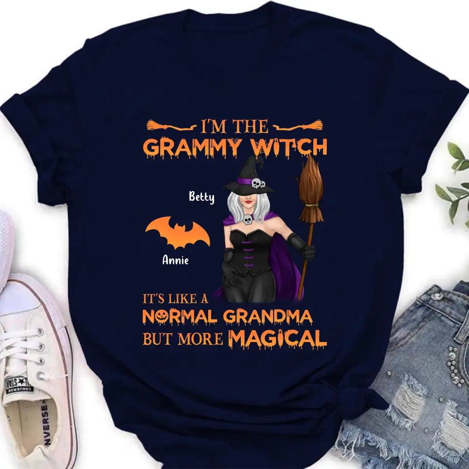 I'm The Grammy Witch It's Like A Normal Grandma But More Magical - Personalized Witch Unisex T-shirt/ Long Sleeve/ Sweatshirt/ Hoodie - Gift Idea For Halloween/ Witch/ Grandma with up to 5 Kids