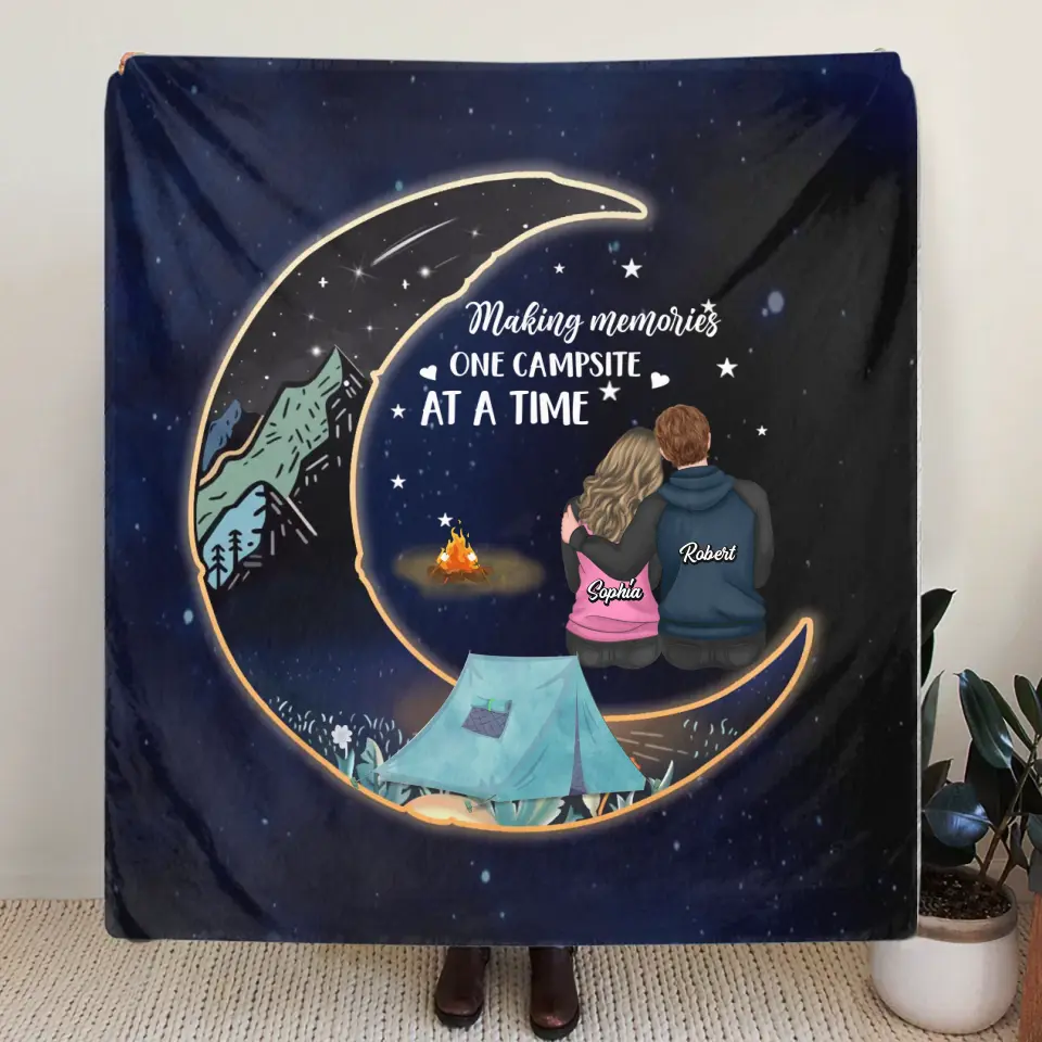 Personalized Couple Fleece Throw Blanket/Quilt - Gift Idea For Him/Her/Couple - Making Memories One Campsite At A Time