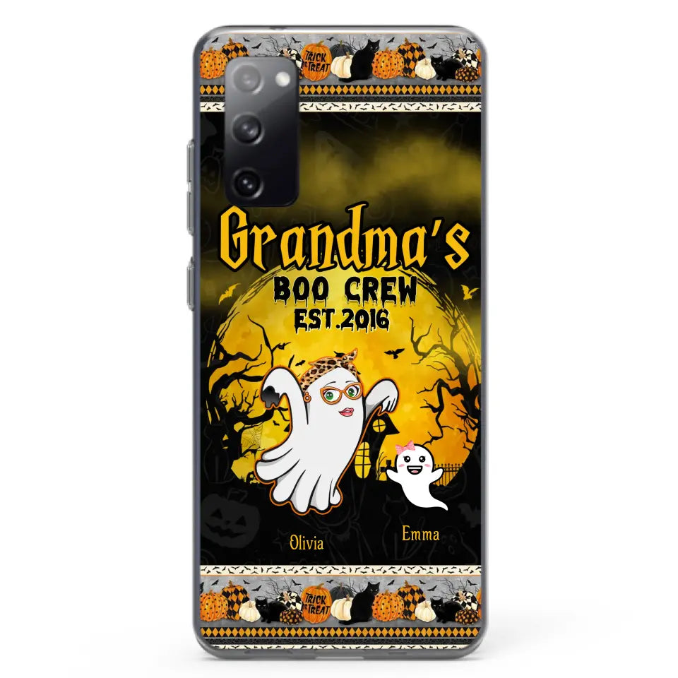 Custom Personalized Grandma Phone Case - Halloween Gift For Grandma - Upto 7 Kids - Grandma's Boo Crew - Case For iPhone/ Samsung