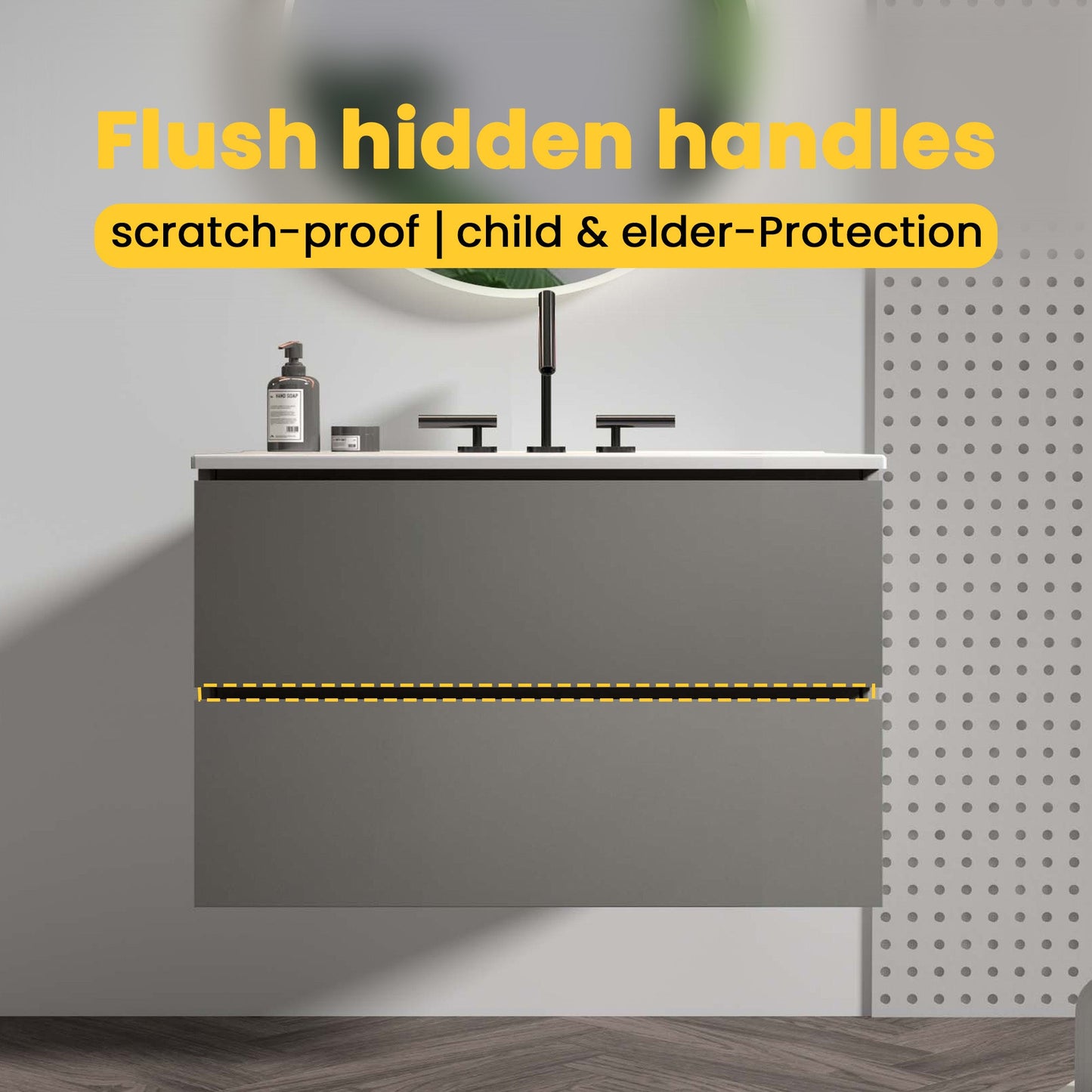 TIA 30" Wall Mount Space Grey Bathroom Vanity