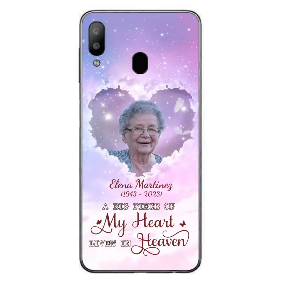 Custom Personalized Memorial Photo Phone Case - Memorial Gift For Family Member - Upload Photo - Case For iPhone/Samsung - A Big Piece Of My Heart Lives In Heaven