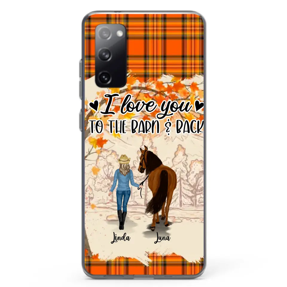 Personalized Horse Girl Phone Case - Gift Idea For Horse Lovers - Up To 6 Horses - I Love You To The Barn & Back - Cases For iPhone/Samsung