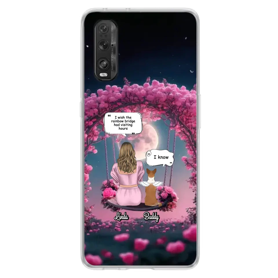 Custom Memorial Dog Mom Phone Case - Up to 4 Dogs - Memorial Gift Idea For Dog Owners - I Wish The Rainbow Bridge Had Visiting Hours - Case For Oppo/Xiaomi/Huawei