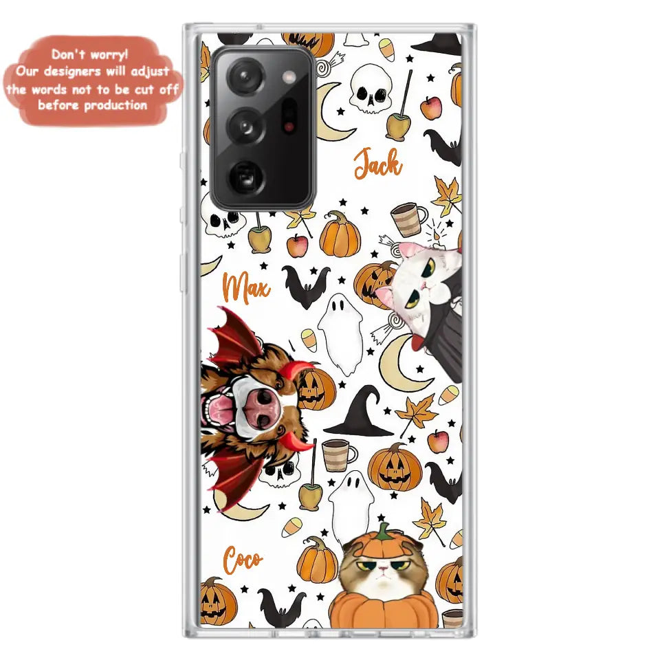 Custom Personalized Halloween Pet Phone Case - Upto 3 Pets - Gift Idea For Dog/Cat Owners - Case for iPhone/Samsung