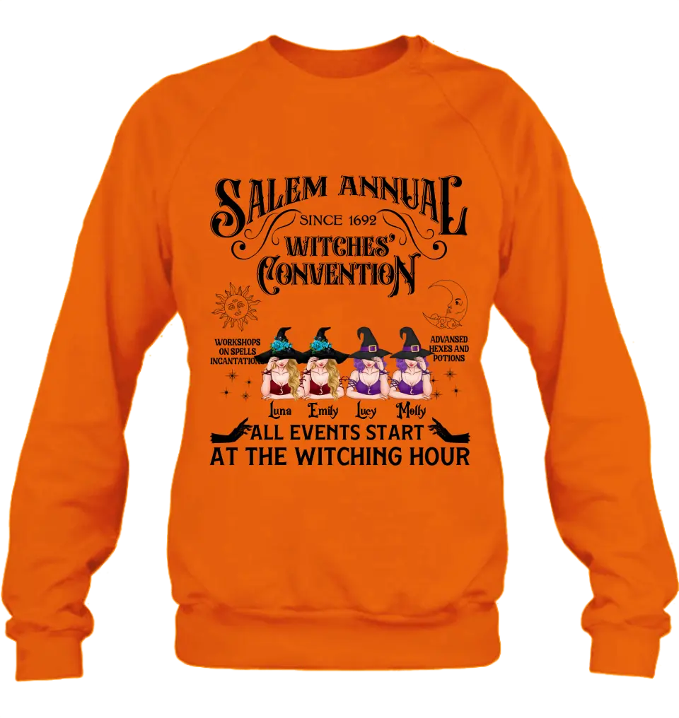 Personalized Halloween Witch Shirt/Hoodie - Gift Idea For Halloween/Besties - Up to 4 Witches - Salem Annual Since 1692 Witches' Convention