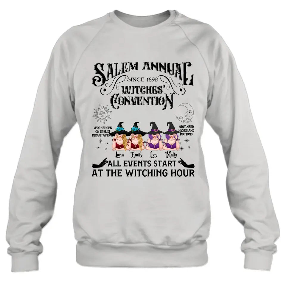 Personalized Halloween Witch Shirt/Hoodie - Gift Idea For Halloween/Besties - Up to 4 Witches - Salem Annual Since 1692 Witches' Convention