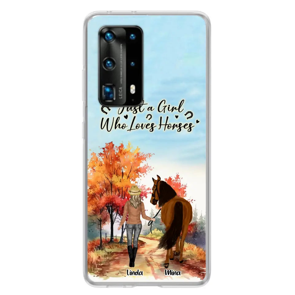 Custom Personalized Horse Girl Fall Season Phone Case - Gift Idea For Horse Lovers - Up To 6 Horses - Just A Girl Who Loves Horses - Cases For Xiaomi/ Oppo/ Huawei