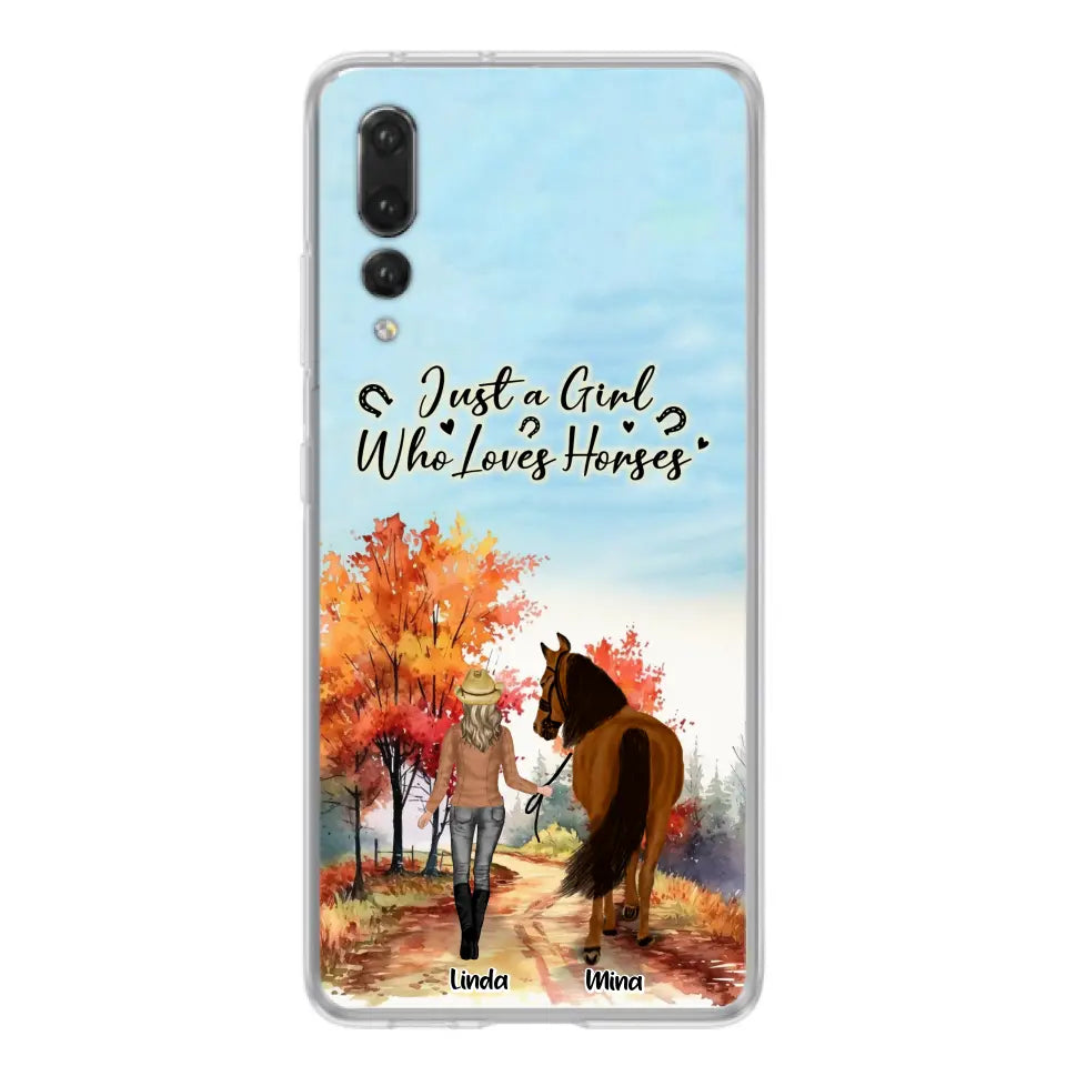 Custom Personalized Horse Girl Fall Season Phone Case - Gift Idea For Horse Lovers - Up To 6 Horses - Just A Girl Who Loves Horses - Cases For Xiaomi/ Oppo/ Huawei