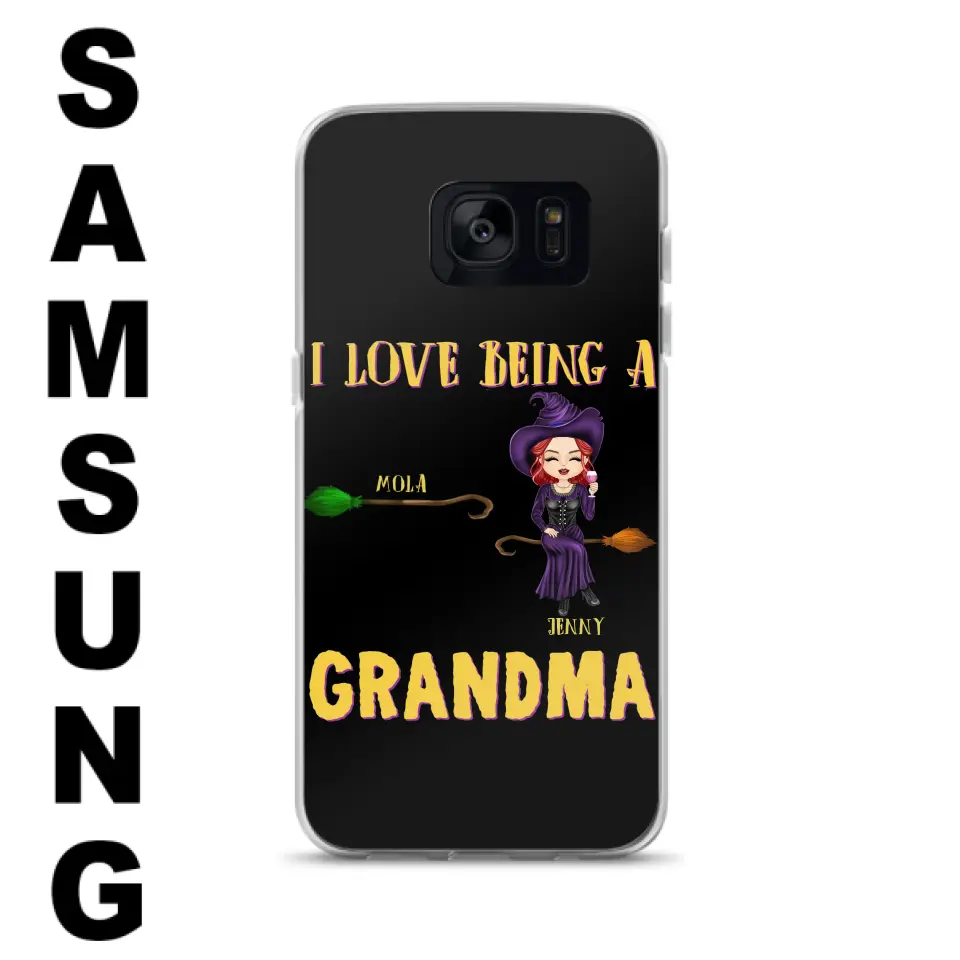 Personalized Witch Grandma Phone Case - Gift Idea For Halloween/Witch/Grandma - Upto 8 Kids - I Love Being A Grandma - Case For iPhone/Samsung