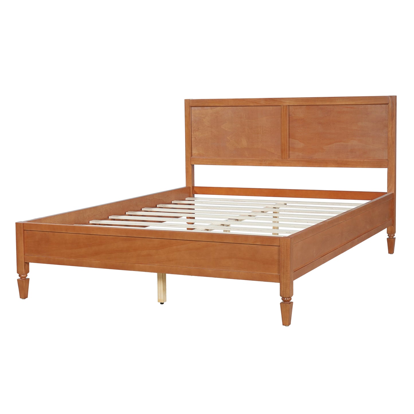 Queen Size Wood Platform Bed Frame with Classic Panel Headboard
