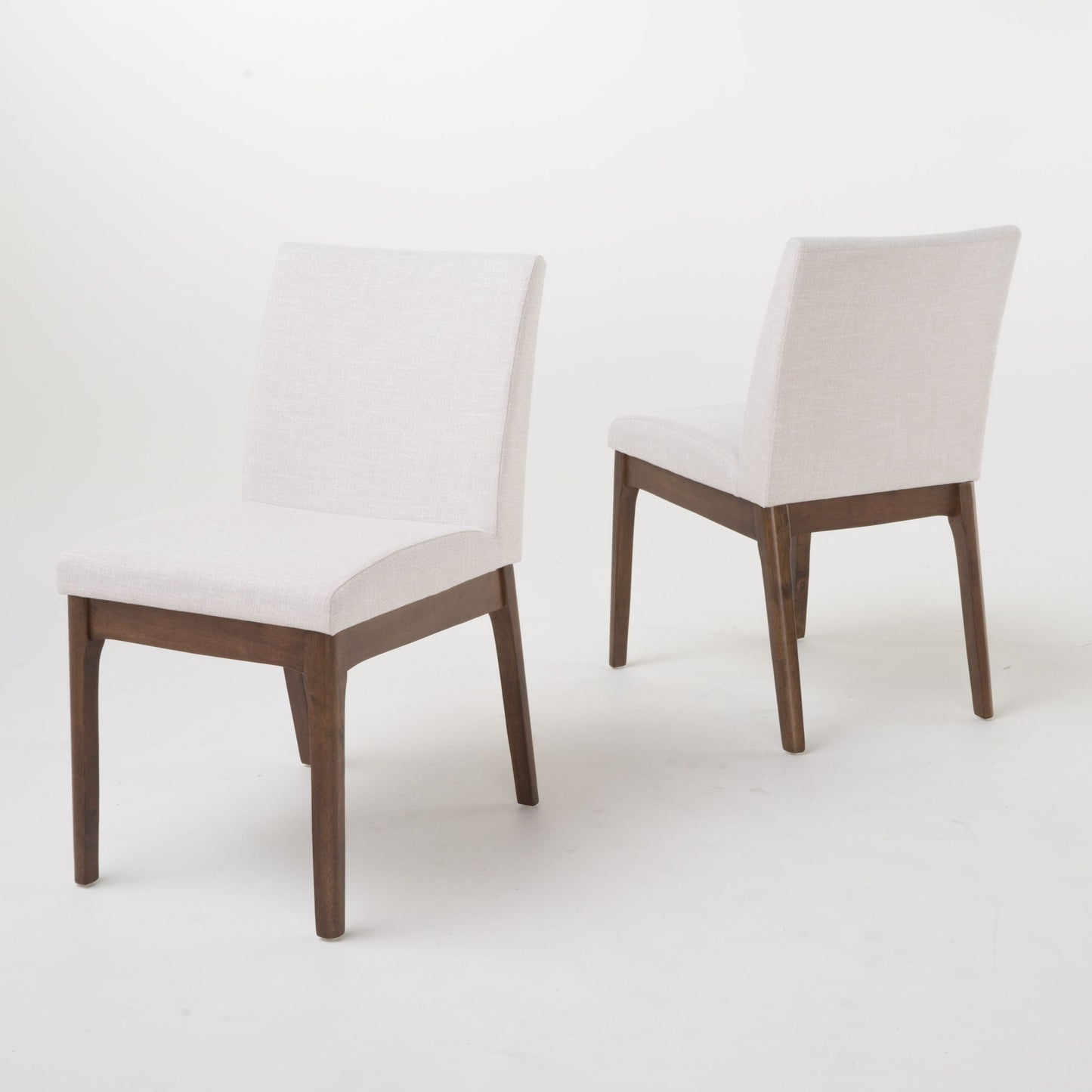 Dining Chairs with Upholstered Seat and Backrest (Set of 2) - Light Beige / Walnut