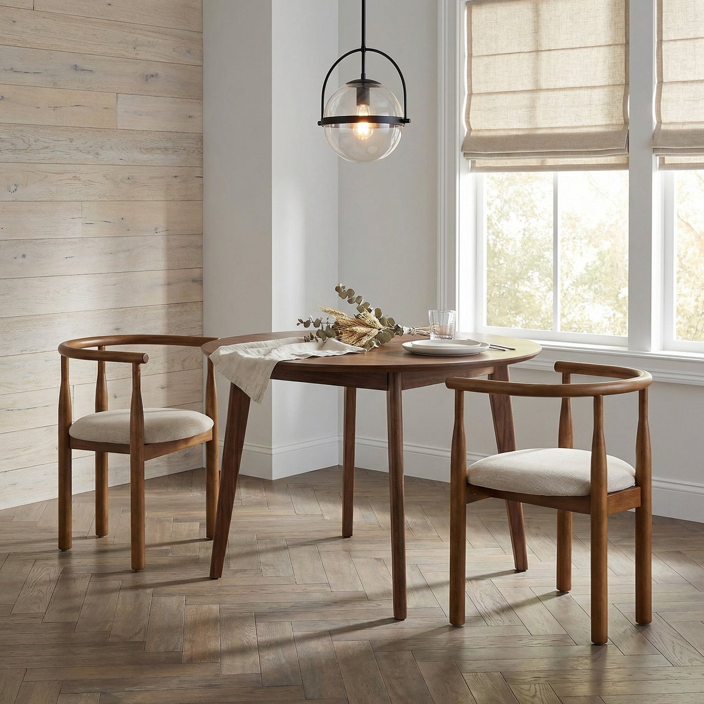 Modern Dining Chair Set of 2 with Solid Wood Legs