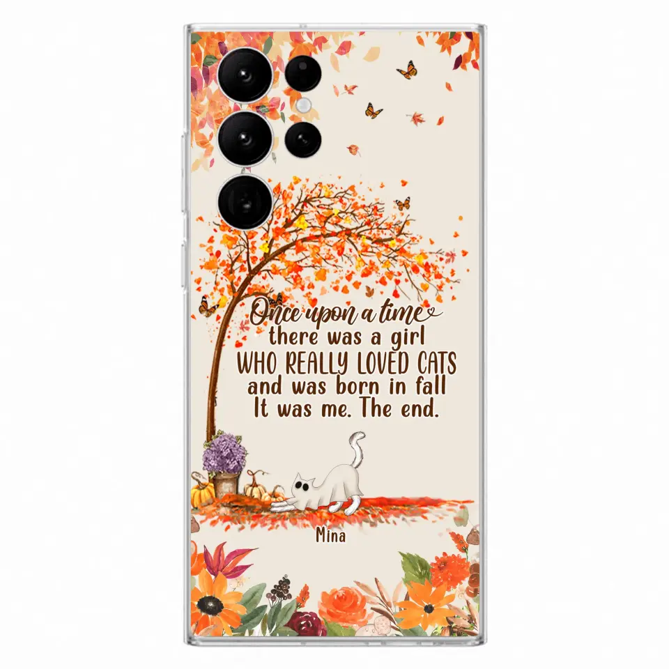 Personalized Cat & Fall Phone Case - Up to 6 Cats - Autumn Gift For Cat Lover - Once Upon A Time - Case For iPhone And Samsung