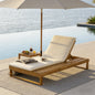 Teak Finish Acacia Wood Chaise Lounge with 1.57-Inch Cushion