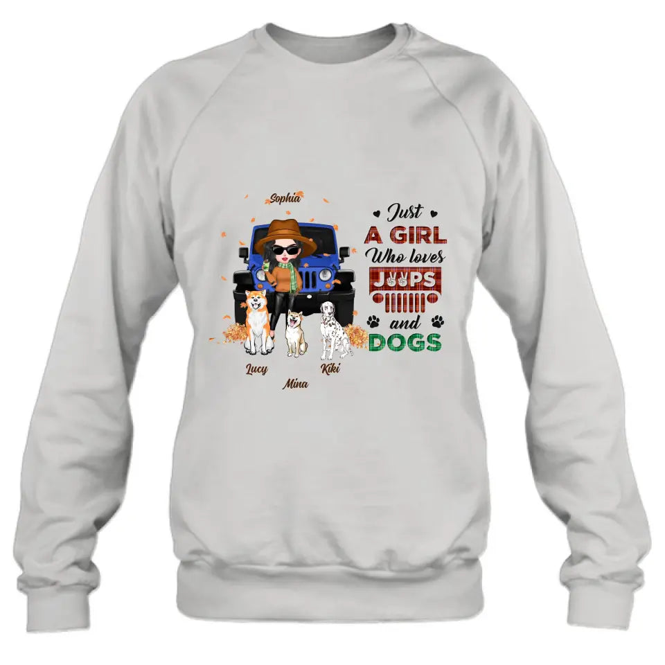 Personalized Off-road Autumn Girl Shirt/Hoodie - Gift Idea For Girl/Dog Lovers - Up to 3 Dogs
