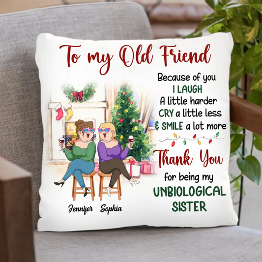 Personalized Old Friends Pillow Cover - Christmas Gift Idea For Friends/Besties - Smile A Lot More