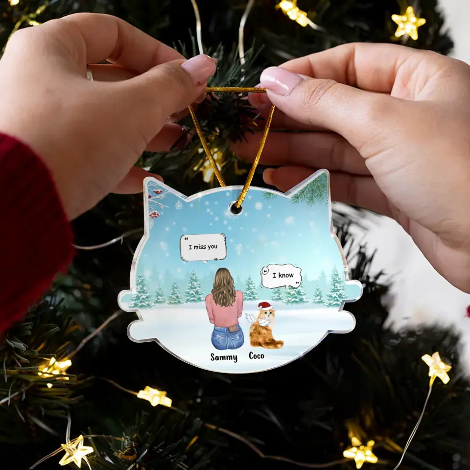 Personalized Cat Memorial Christmas Acrylic Ornament - Up to 4 Cats - Memorial Gift Idea For Cat Owner - I Miss You