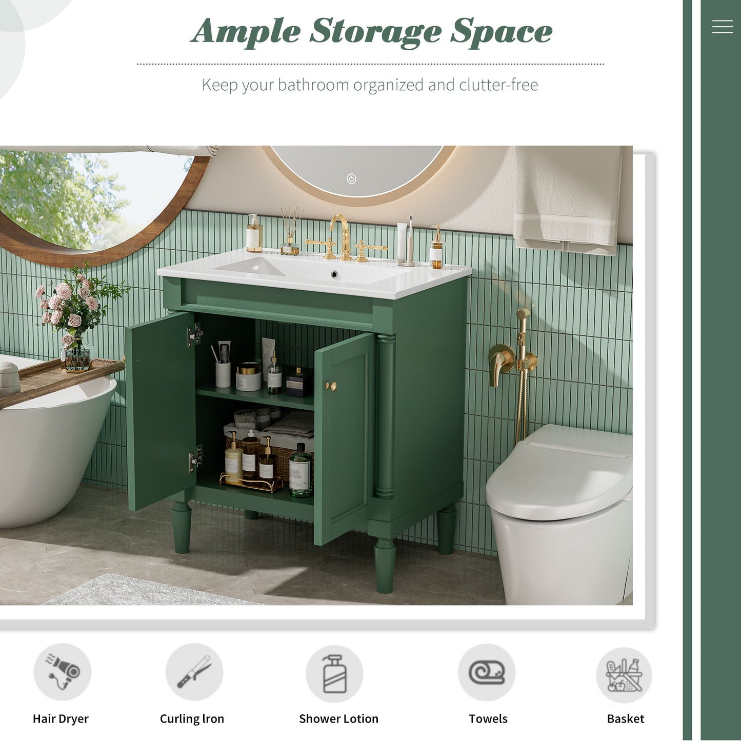 Bathroom Vanity Cabinet With Sink, Soft Close Doors, Storage Cabinet