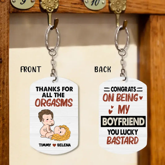 Personalized Couple Aluminum Keychain - 
 Funny/Christmas Gift Idea for Couple - Thanks For All The Orgasms
