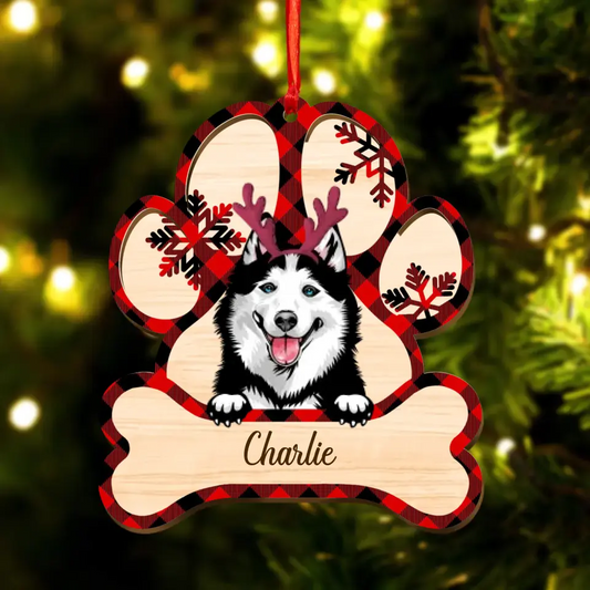 Personalized Christmas Dog Wooden Ornament - Up to 3 Dogs - Christmas Gift Idea For Dog Owners