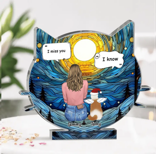 Personalized Memorial Cat Acrylic Plaque - Up to 4 Cats - Christmas/Memorial Gift Idea For Cat Owner