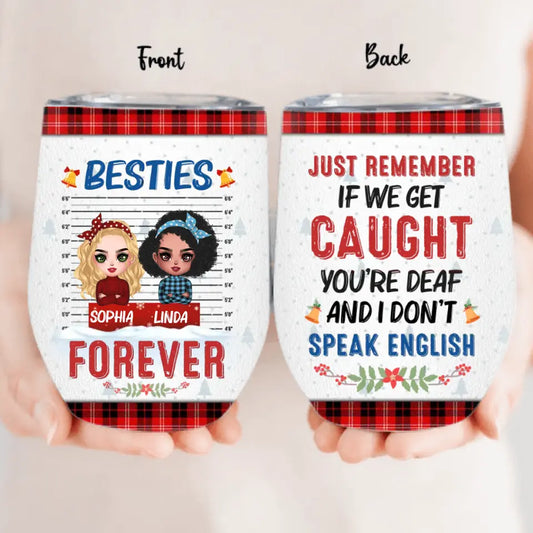 Personalized Besties Wine Tumbler - Christmas Gift Idea For Friends - Besties Forever