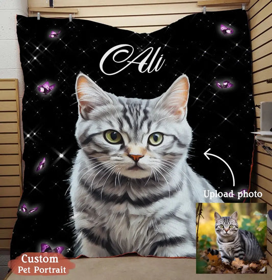 Personalized Pet Photo Fleece Throw Blanket - Custom Pet Portrait - Gift Idea For Dog/Cat Lover