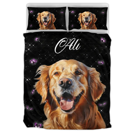 Custom Personalized Pet Photo Quilt Bed Set - Custom Pet Portrait - Gift Idea For Dog/Cat Lover