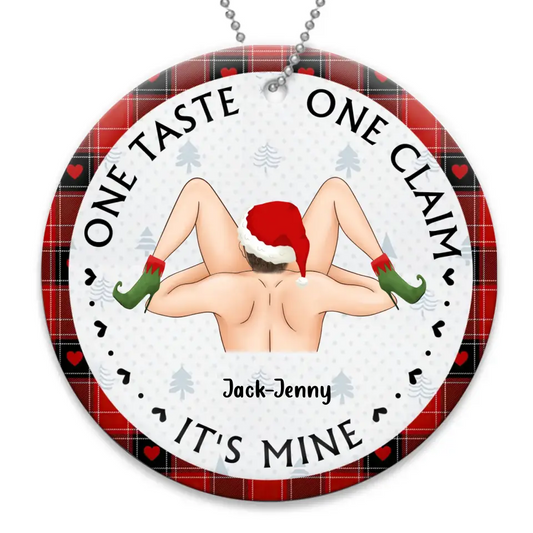 Personalized Couple Wooden Ornament - Christmas Gift Idea For Couple - One Taste One Claim It's Mine