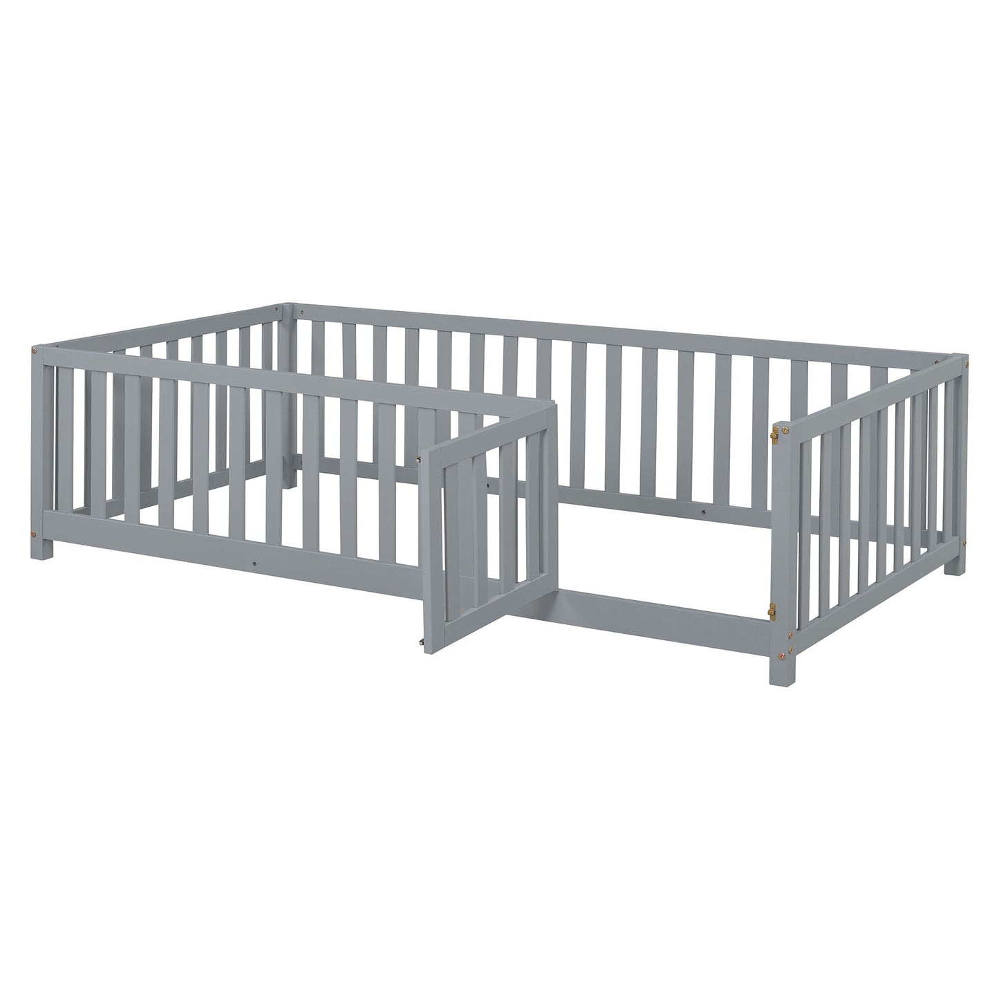 Daybed With Fence Guardrails And 2 Drawers, Split Into Independent Floor Bed & Daybed