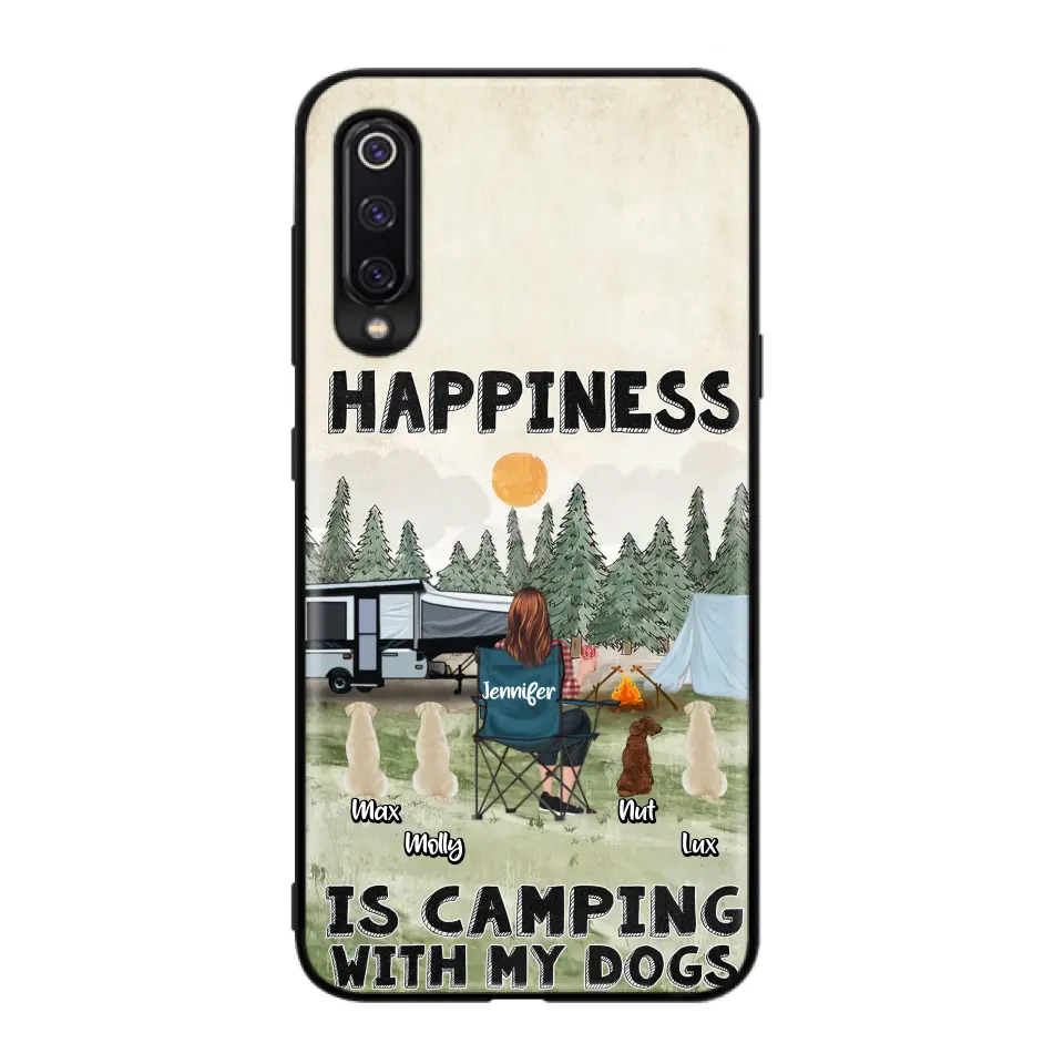 Personalized Camping Phone Case - Gift Idea For Girl & Dogs - Up to 4 Dogs - Happiness Is Camping With My Dogs - Case For Oppo/Xiaomi/Huawei
