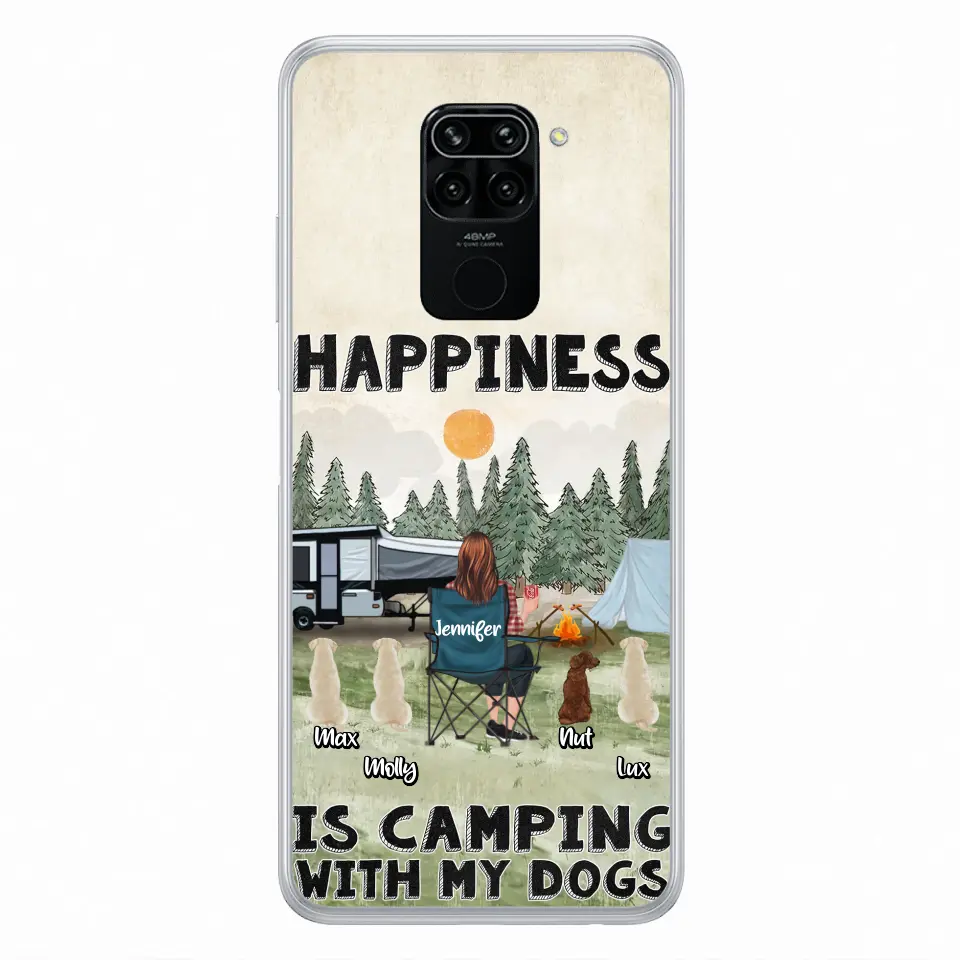 Personalized Camping Phone Case - Gift Idea For Girl & Dogs - Up to 4 Dogs - Happiness Is Camping With My Dogs - Case For Oppo/Xiaomi/Huawei