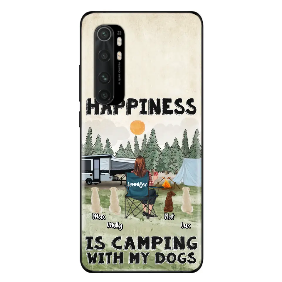 Personalized Camping Phone Case - Gift Idea For Girl & Dogs - Up to 4 Dogs - Happiness Is Camping With My Dogs - Case For Oppo/Xiaomi/Huawei