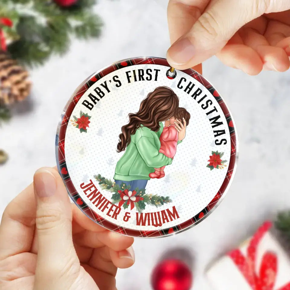 Personalized Baby's First Christmas Acrylic/Wooden Ornament - Christmas Gift Idea For Baby/Kid/Mom
