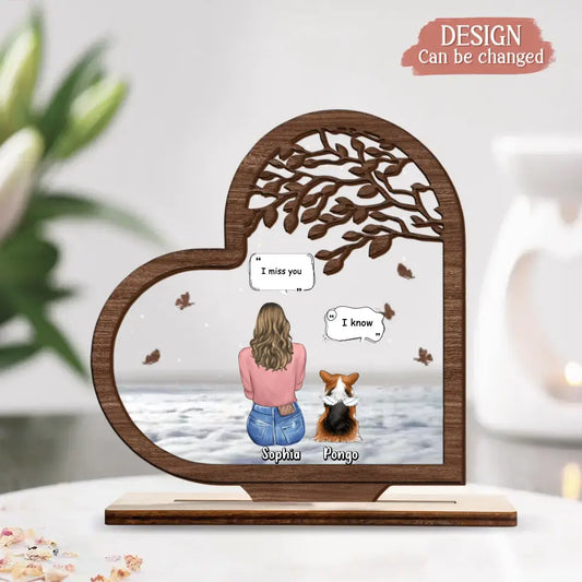 Personalized Memorial Dog Wooden And Acrylic Plaque - Up to 3 Pets - Memorial Gift For Dog Lover - I Miss You