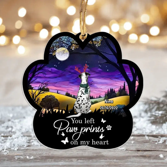 Personalized Memorial Pet Acrylic Ornament - Christmas Gift Idea for Pet Owners - You Left Paw Prints On My Heart
