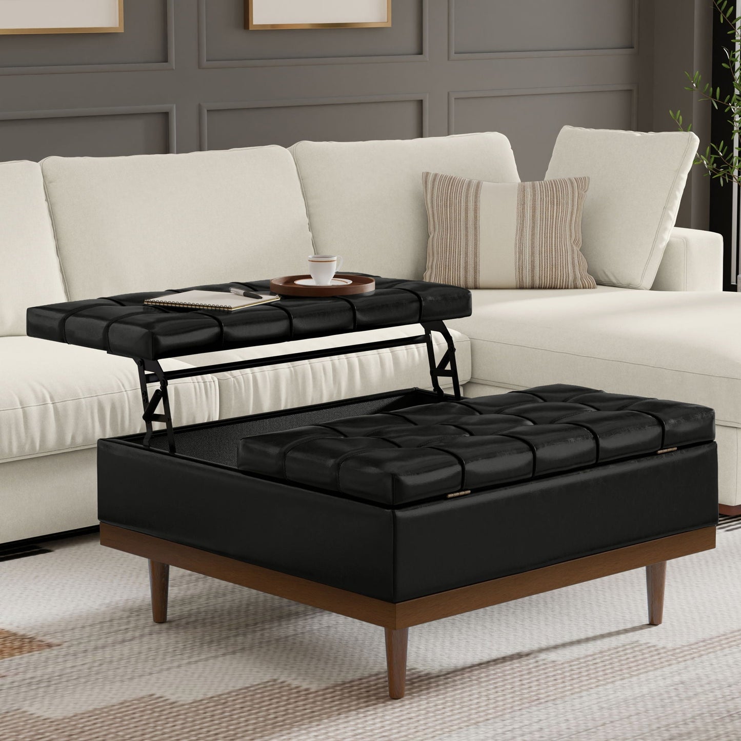 Mariah - Upholstered Lift Top Table Storage Ottoman