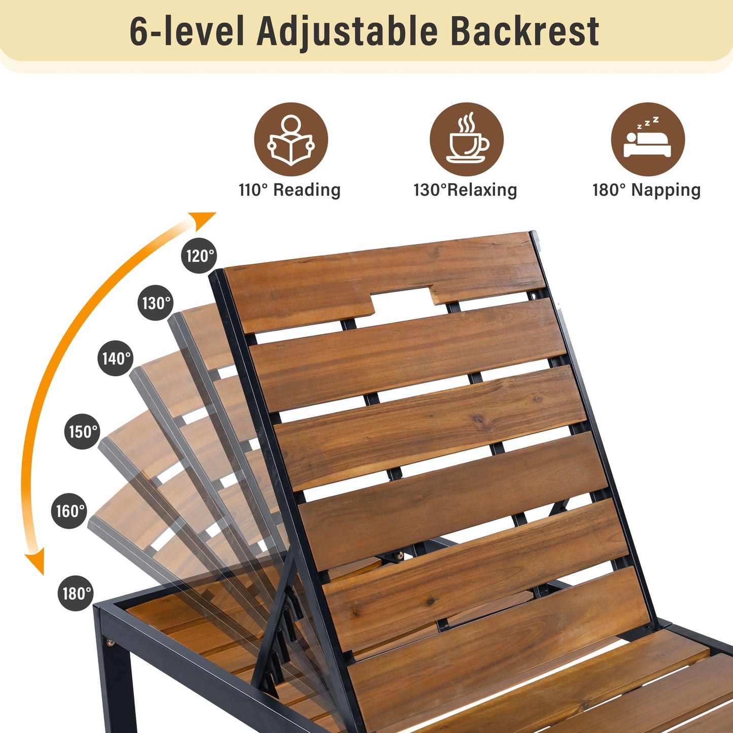 Outdoor Chaise With Adjustable Backrest
