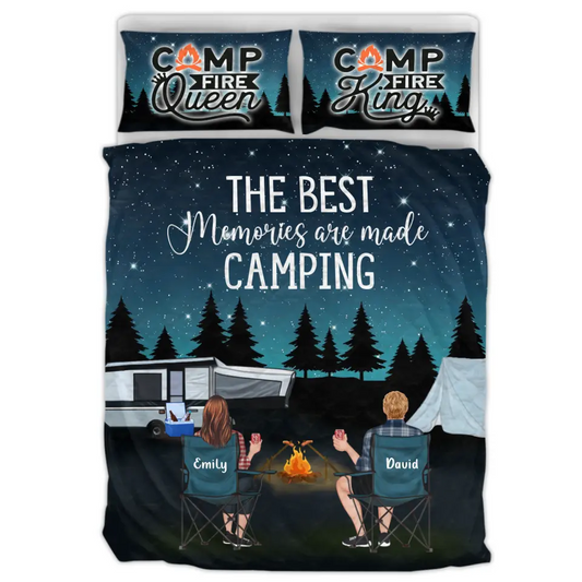 Personalized Camping Quilt Bed Sets - Gift Idea For Couple, Camping Lovers, Family - Up to 5 Kids, 4 Pets - The Best Memories Are Made Camping
