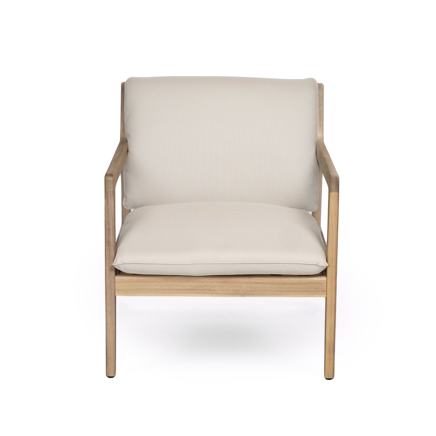 Outdoor Acacia Wood Armchair, Set of 2, Patio Club Chair with Cushions, Light Teak