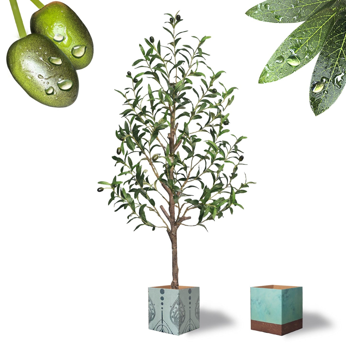 Artificial Olive Tree with Water Droplets