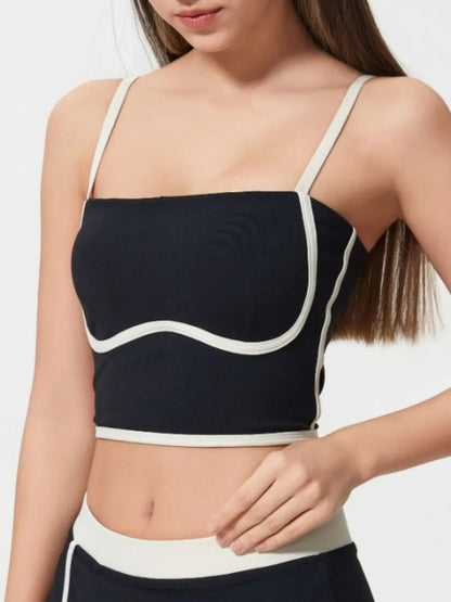 Square Neck Contrast Trim Active Cami