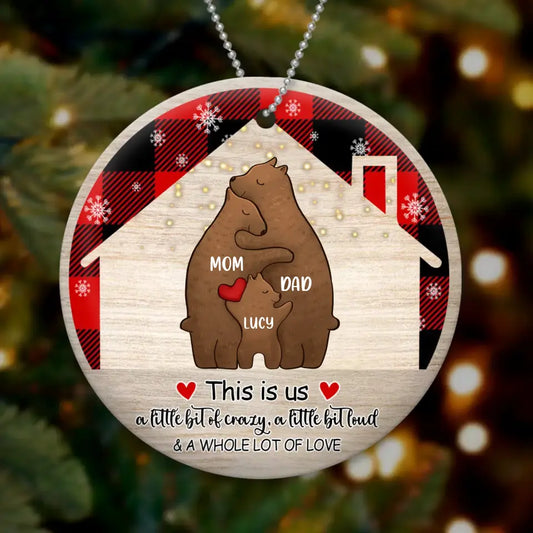 Personalized Family Christmas Circle Wooden Ornament - Up to 4 Child - Gift Idea For Couple/Family - This Is Us