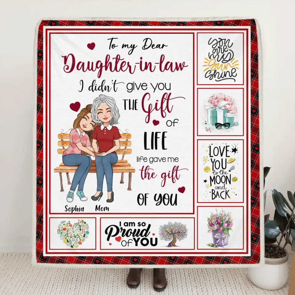 Personalized Mom & Daughter Quilt/Fleece Throw Blanket- Best Gift Idea For Daughter - To My Dear Daughter-In-Laws