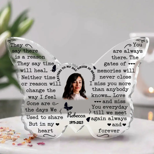 Personalized Memorial Photo Acrylic Plaque 
 - Memorial Gift Idea for Family - Letters To My Dad/Mom/Daughter/Son In Heaven
