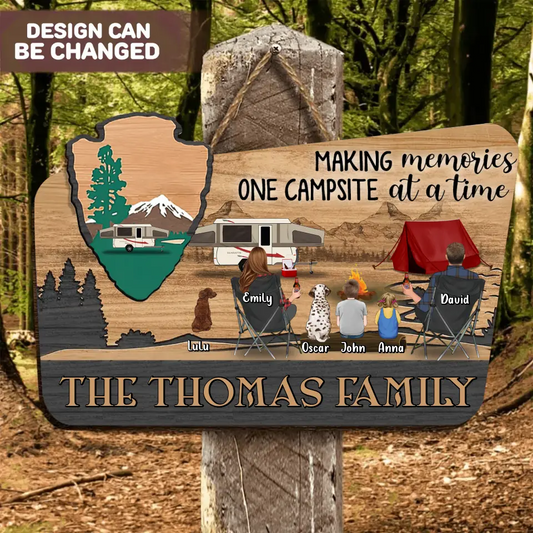 Personalized Camping Wooden Sign - Gift Idea For Camping Lovers/Couple/Family - Making Memories One Campsite At A Time