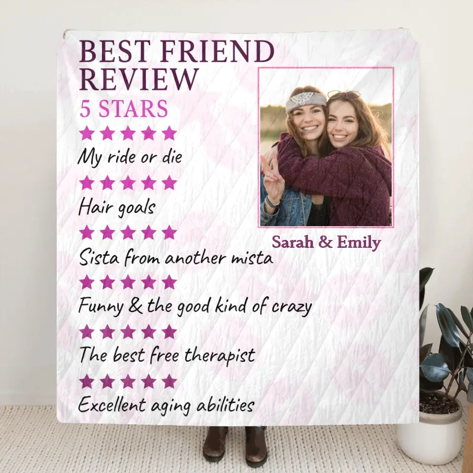 Personalized Best Friend Quilt/Fleece Throw Blanket - Upload Photo - Gift Idea For Besties - Best Friend Review