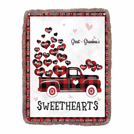 Personalized Grandma Fringe Blanket - Gift Idea For Grandma - Up to 20 Children - Great - Grandma, We Hugged This Soft Blanket We Squeezed