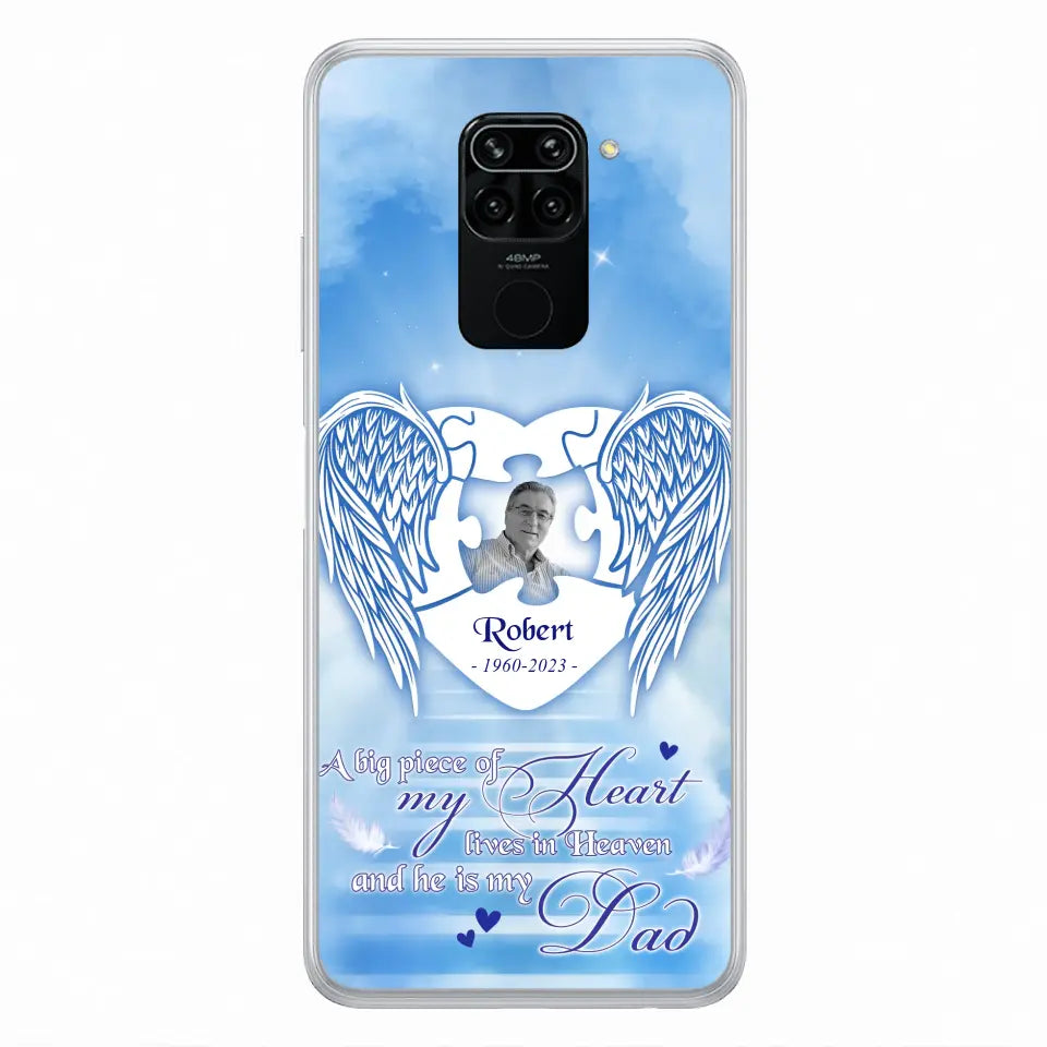 Custom Personalized Memorial Photo Phone Case - Memorial Gift Idea For Family - A Big Piece Of My Heart Lives In Heaven And He Is My Dad -  Case For Oppo/ Xiaomi/ Huawei